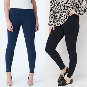 Spanx Ponte Knit Ankle Length Leggings Spilt Hem Scuba High Waisted